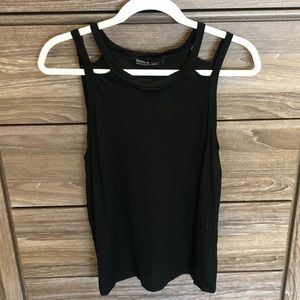 Black dressy tank top with cut out back